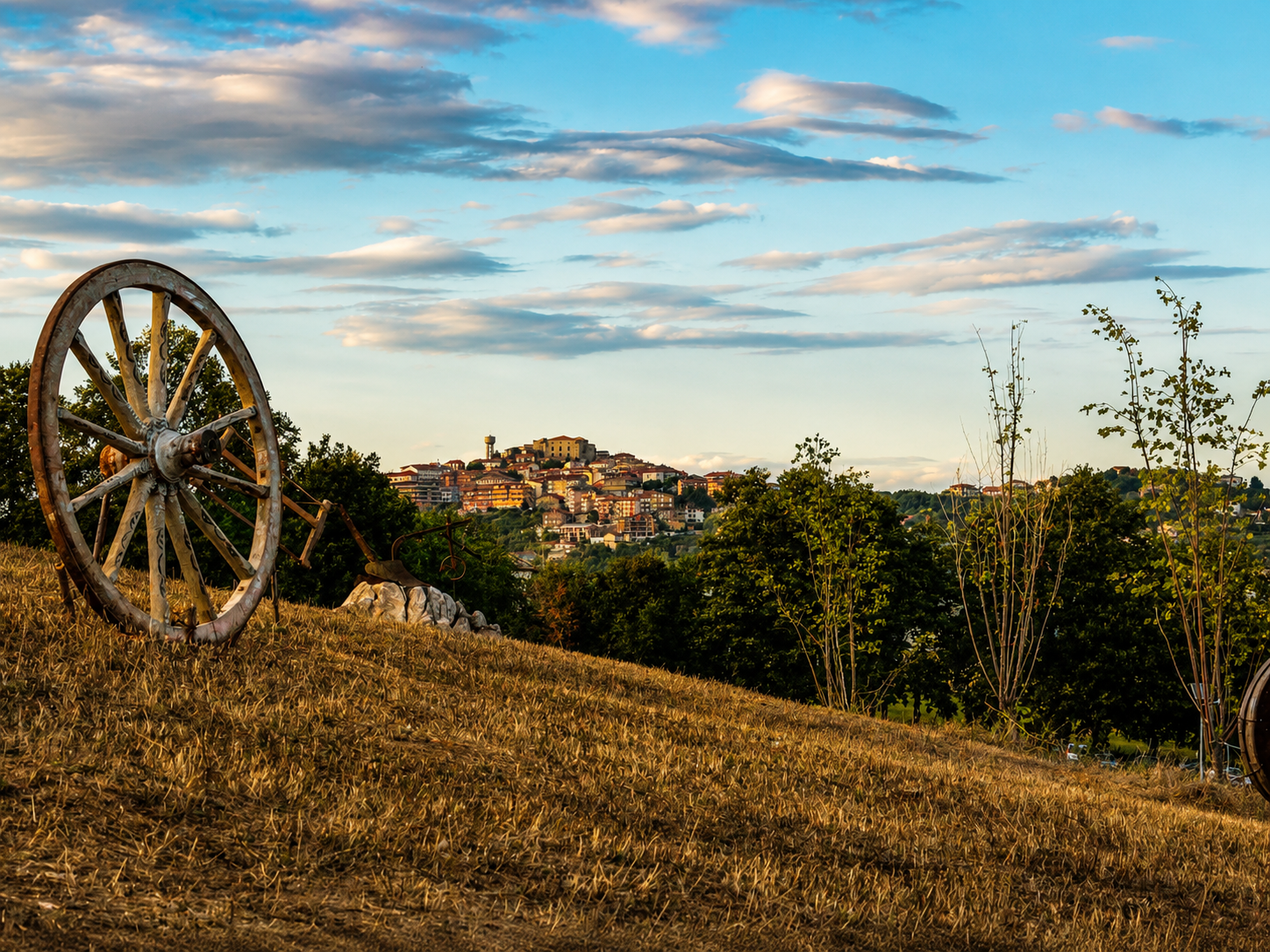 Sentiero tra alberi secolari con vista panoramica sull'Irpinia